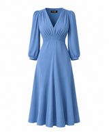 1940s Vera Tea Dress - Periwinkle