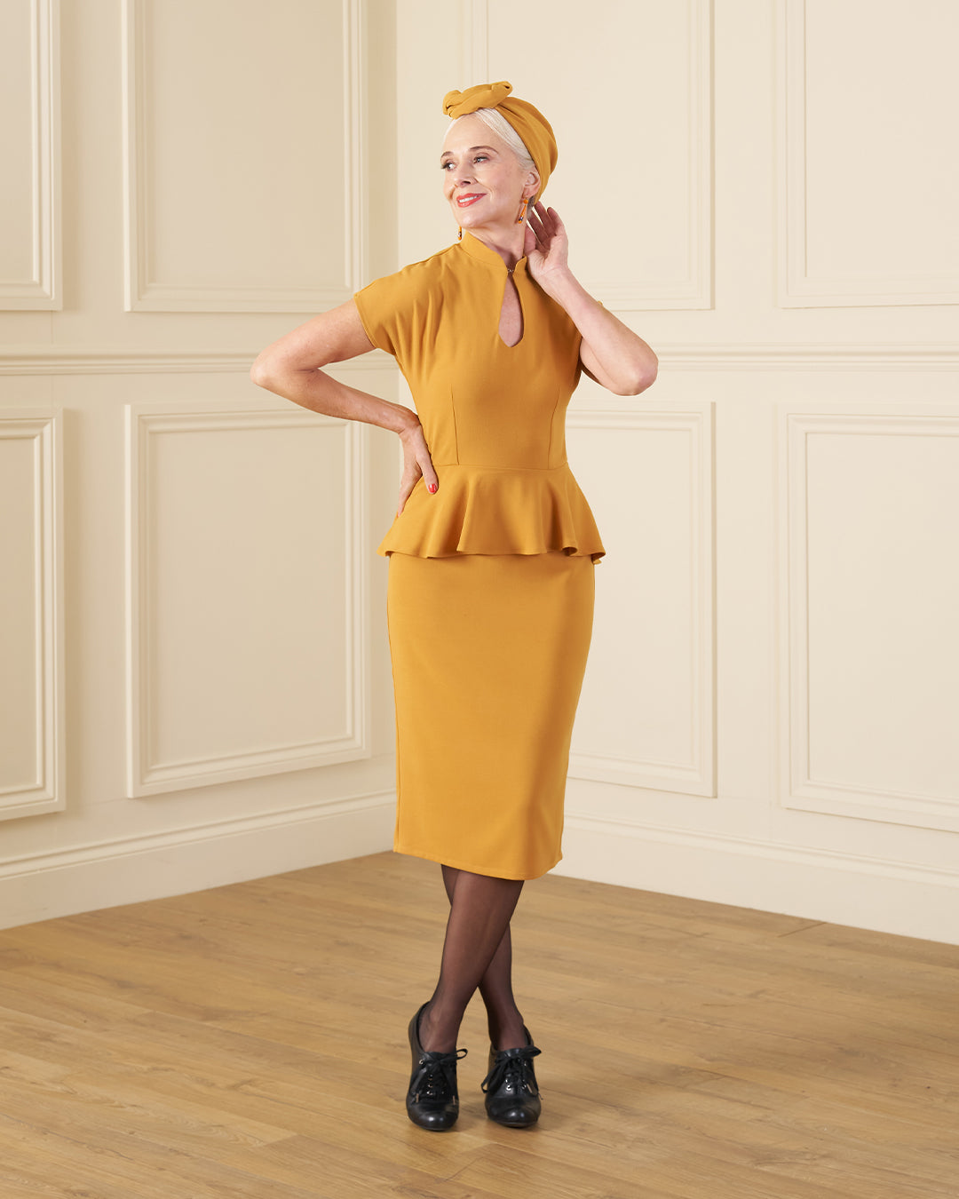 1940s Verity Dress - Mustard
