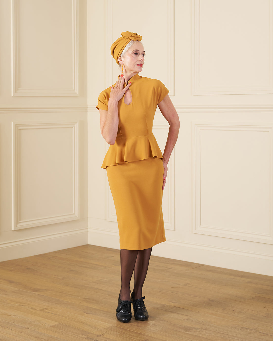 1940s Verity Dress - Mustard