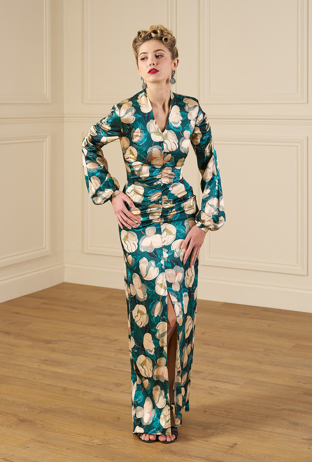 1940s Veronica Evening Gown - Celestial Bloom | The House of Foxy 1940s Veronica Evening Gown - Celestial Bloom | The House of Foxy