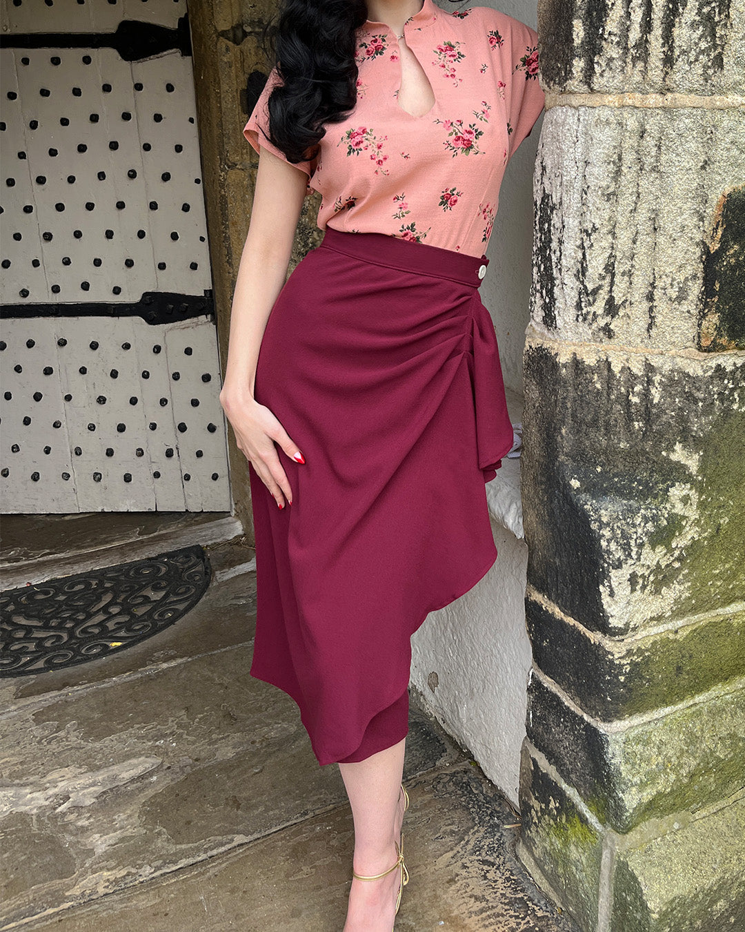 40s Waterfall Skirt - Berry