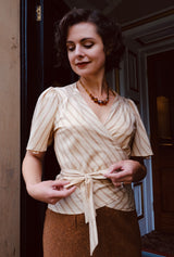 1930s Wrap Blouse in Oakline Stripe