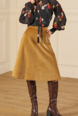 1970s A-line Corduroy Skirt - Tan