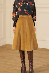 1970s A-line Corduroy Skirt - Tan