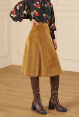 1970s A-line Corduroy Skirt - Tan
