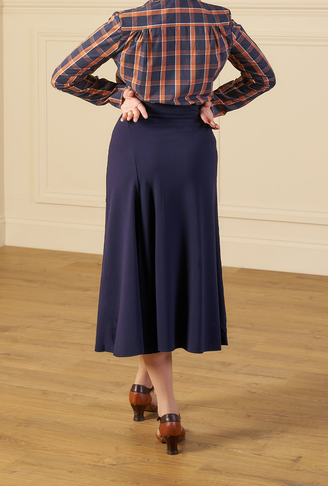 1930s Swirl Skirt - Navy