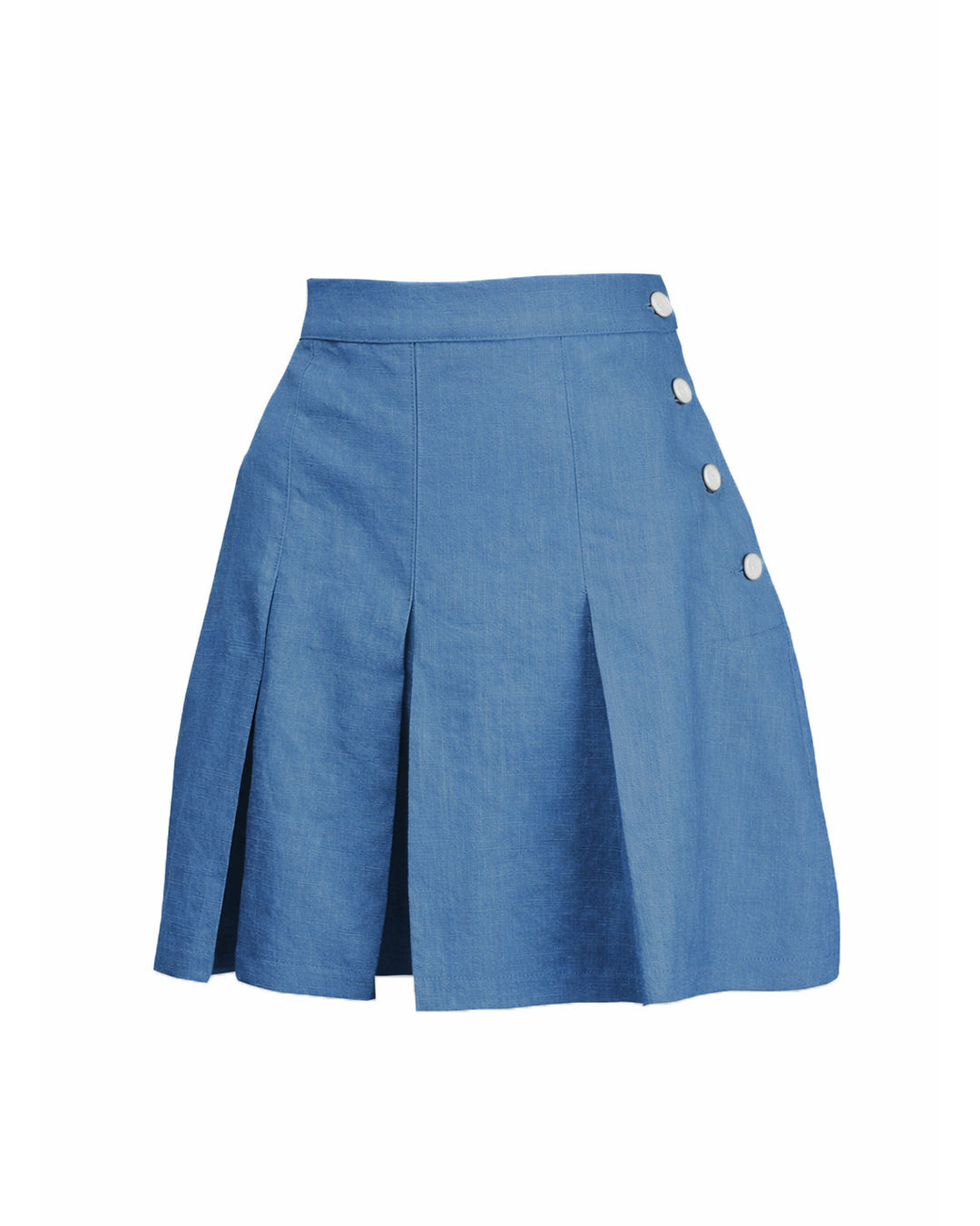 1930s Pleated Shorts - Aqua Natural Fibre - product shot