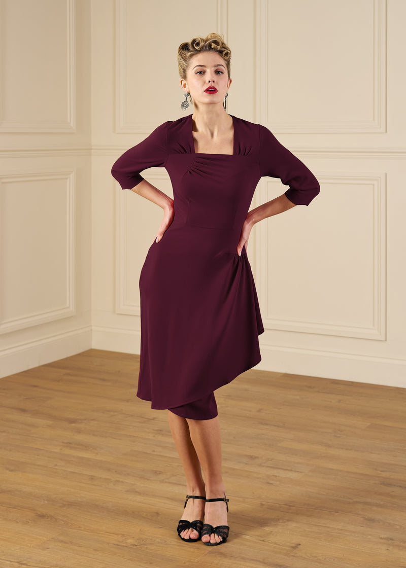1940s O'Hara Cocktail Dress in Aubergine