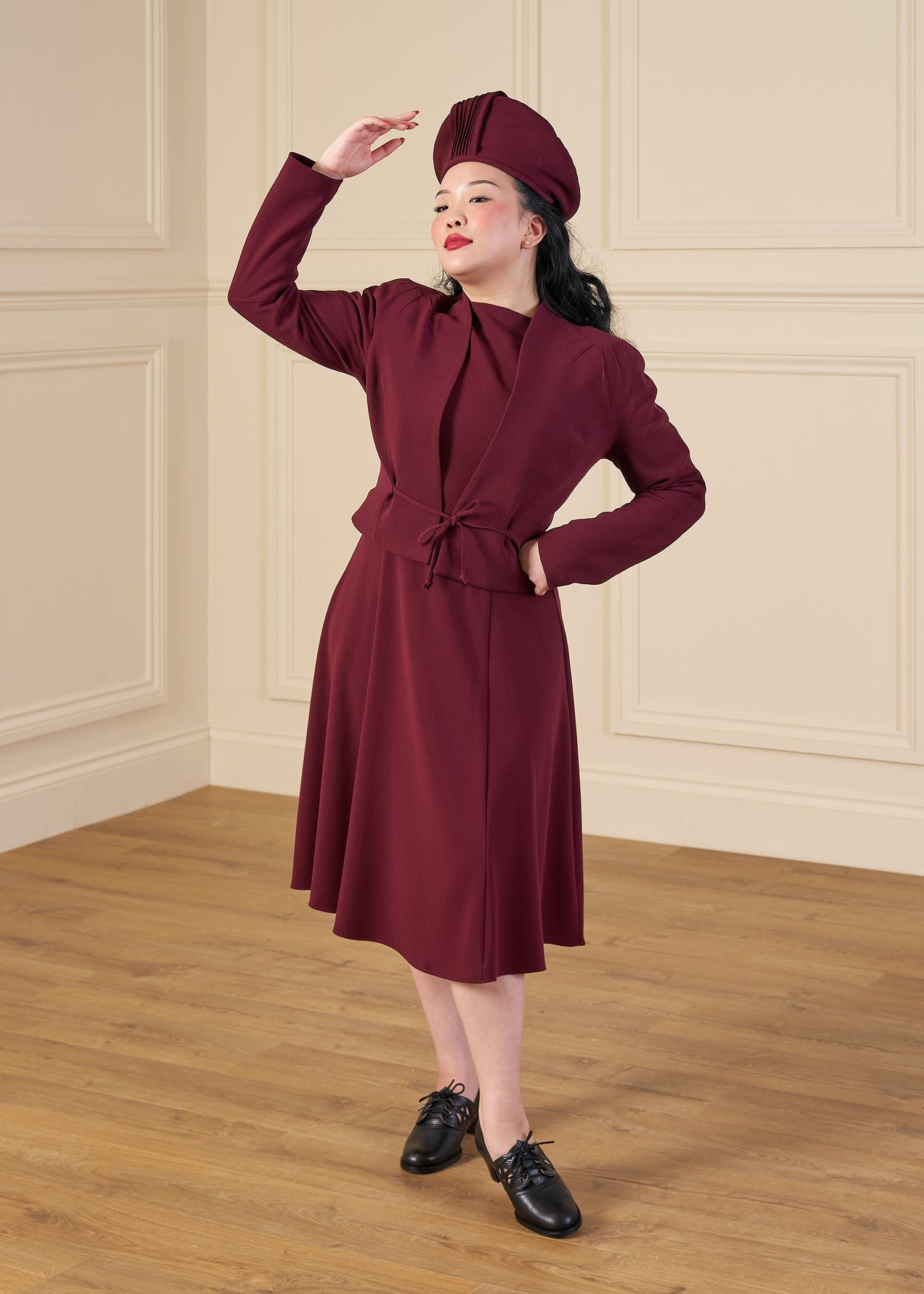 1940s Stanwyck Dress - Aubergine