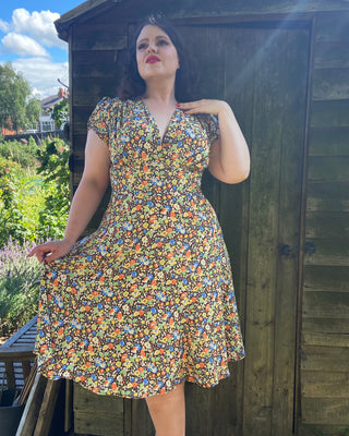 Indian Summers Inspired Clothing 30s Ava Tea Dress - Autumn Posey30s Ava Tea Dress - Autumn Posey  AT vintagedancer.com