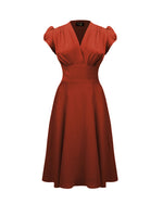 30s 'Ava' Tea Dress - Rust