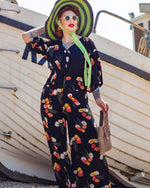 30s Beach Pyjama Set - Poppy Spray
