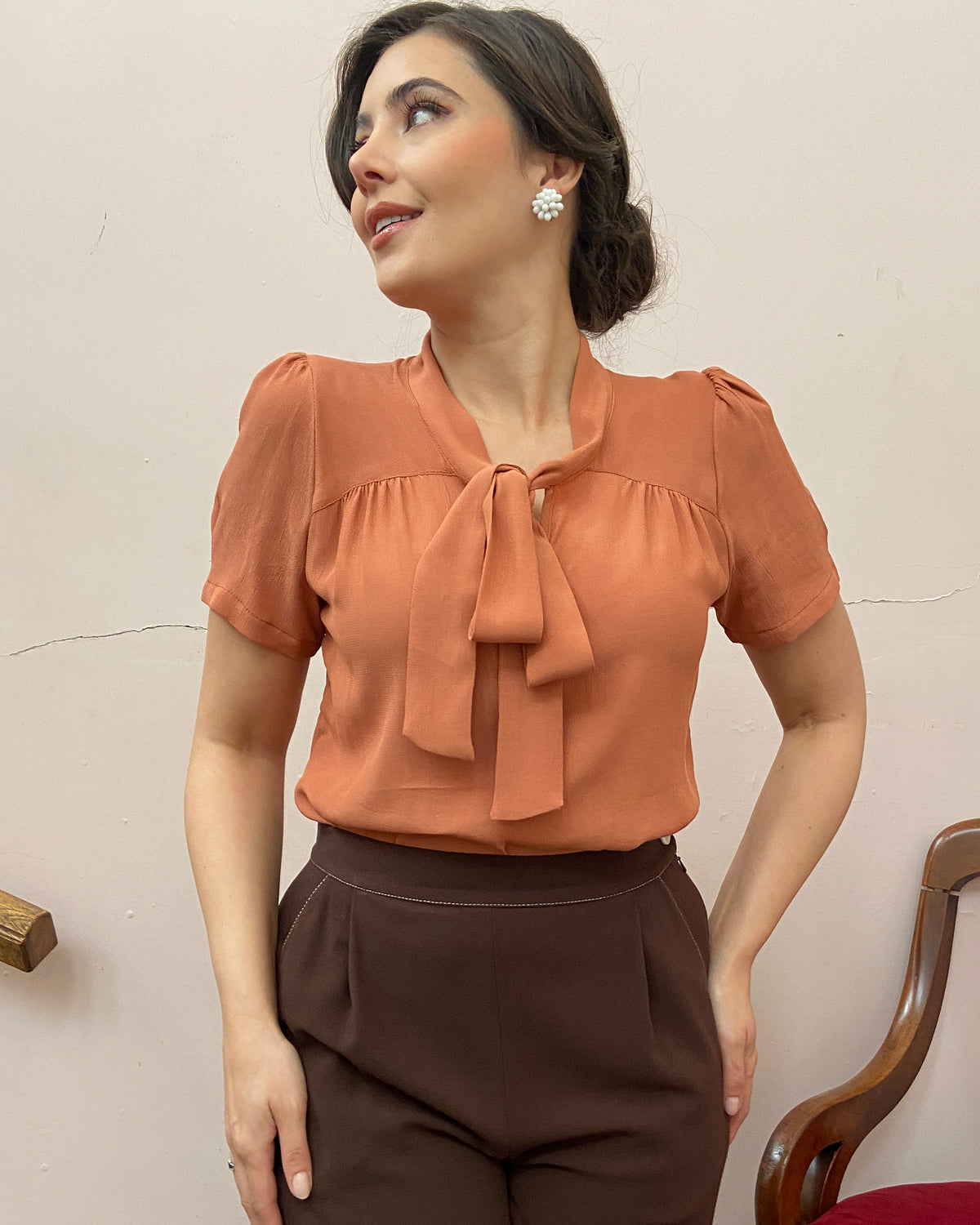 1930s Beau Blouse - Duck Egg