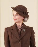 1930s Harbour Belle Bow Hat - Mahogany Herringbone