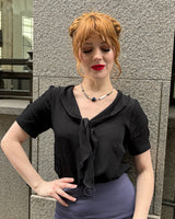 1930s Shawl Blouse - Ebony Black