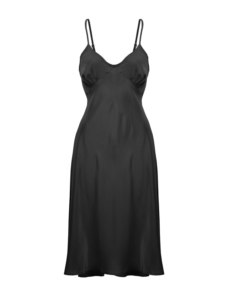 1930s Luxe Bias Petticoat Slip - Black