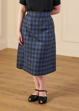1940s A-Line Skirt - Blue Check
