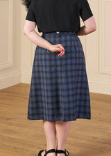 1940s A-Line Skirt - Blue Check