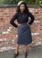1940s A-Line Skirt - Blue Check