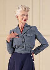 1940s Utility Buckle Jacket in Blue Wool