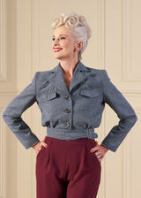 1940s Utility Buckle Jacket in Blue Wool