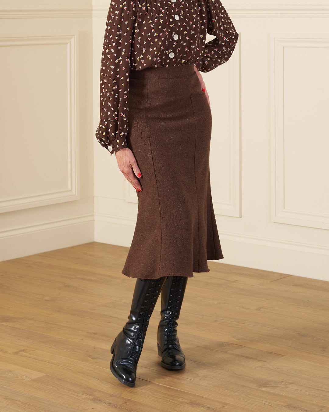 1930s Flutter Skirt - Mahogany Herringbone