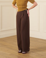 1940s Hepburn Pleated Trousers - Brown