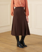 1930s Swirl Skirt - Brown Crepe
