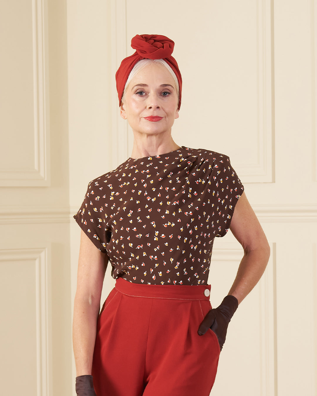 1940s Button Back Blouse - Earth Pearl