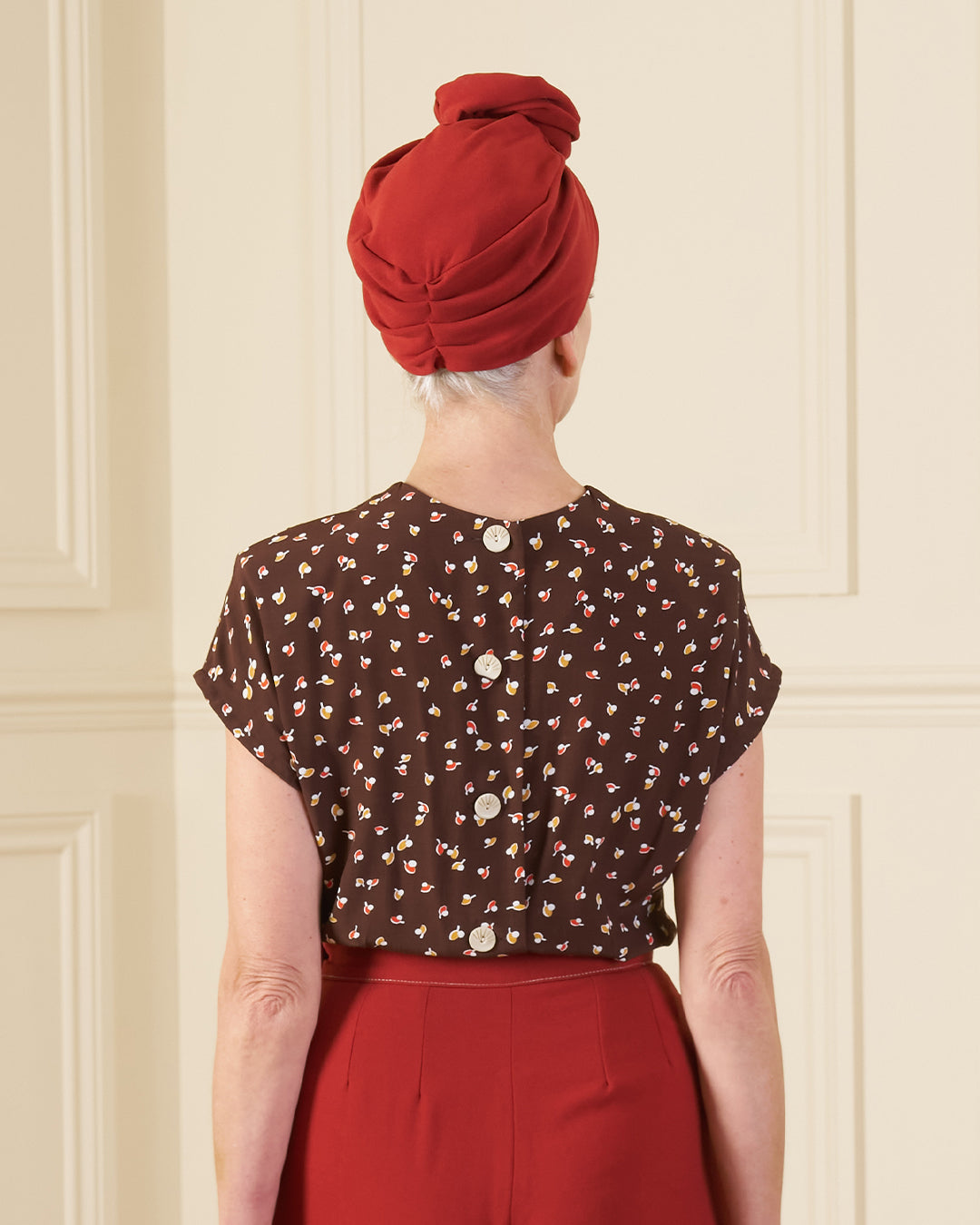 1940s Button Back Blouse - Earth Pearl