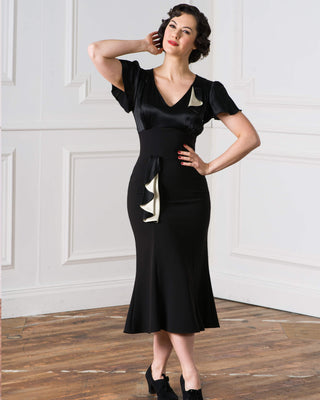 Indian Summers Inspired Clothing 1930s Cabaret Flutter Dress - Black & Ivory1930s Cabaret Flutter Dress - Black & Ivory  AT vintagedancer.com