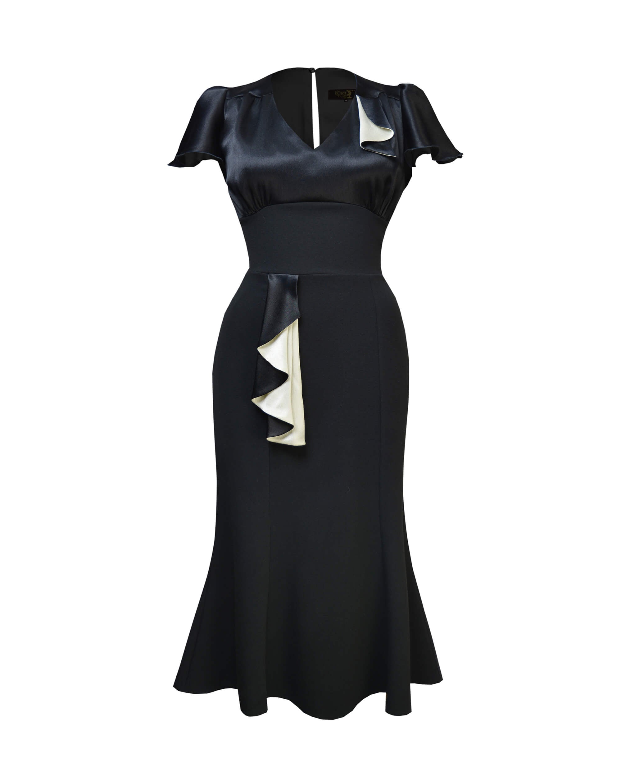 1930s Cabaret Flutter Dress - Black & Ivory