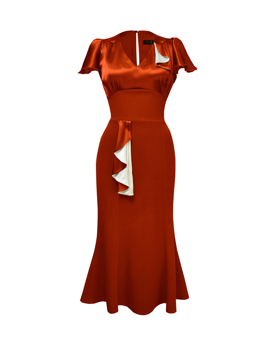 1930s Cabaret Flutter Dress - Rust