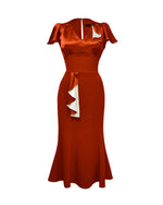 1930s Cabaret Flutter Dress - Rust