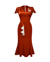 1930s Cabaret Flutter Dress - Rust