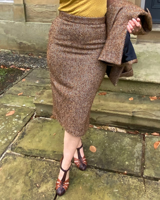 50s Pencil Skirt in Caramel Wool Blend