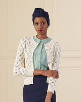 Pointelle Knit Cardigan - Ivory
