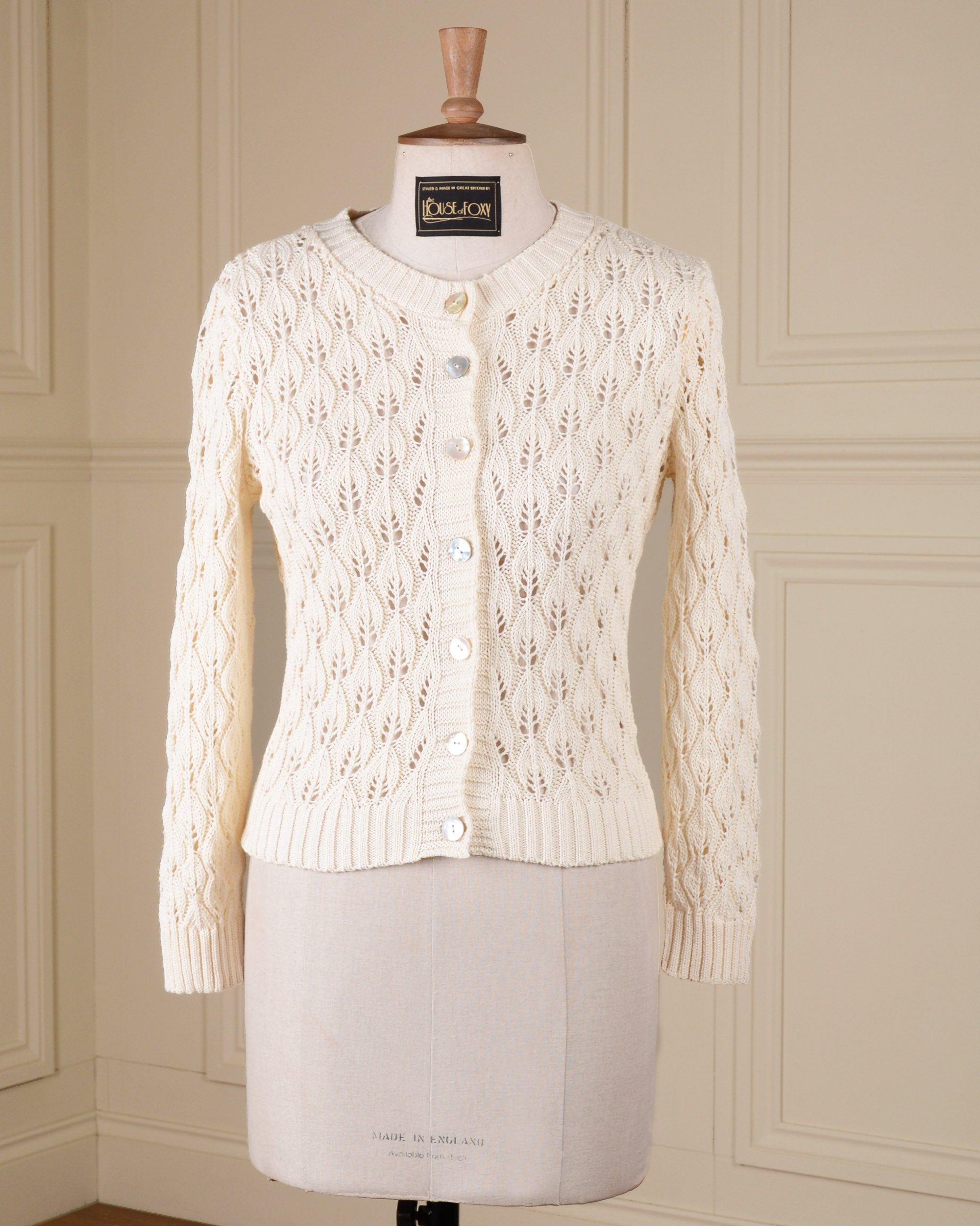 Pointelle Knit Cardigan - Ivory