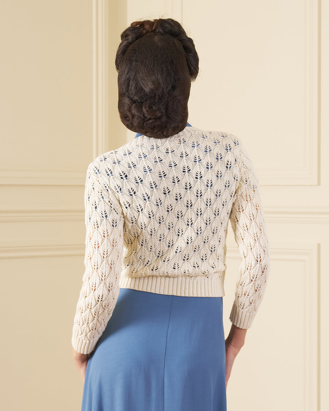 Pointelle Knit Cardigan - Ivory