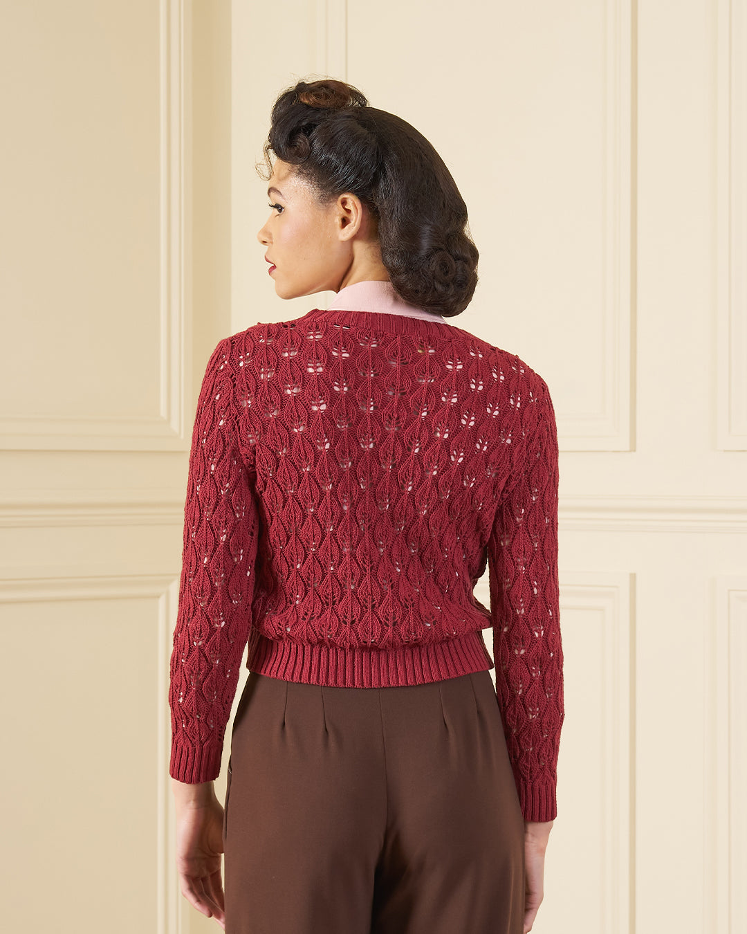 Pointelle Knit Cardigan - Framboise