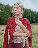 Pointelle Knit Cardigan - Framboise - model shot