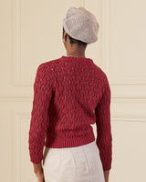 Pointelle Knit Cardigan - Framboise