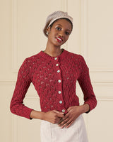 Pointelle Knit Cardigan - Framboise