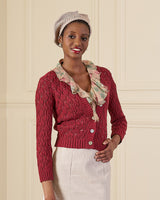 Pointelle Knit Cardigan - Framboise