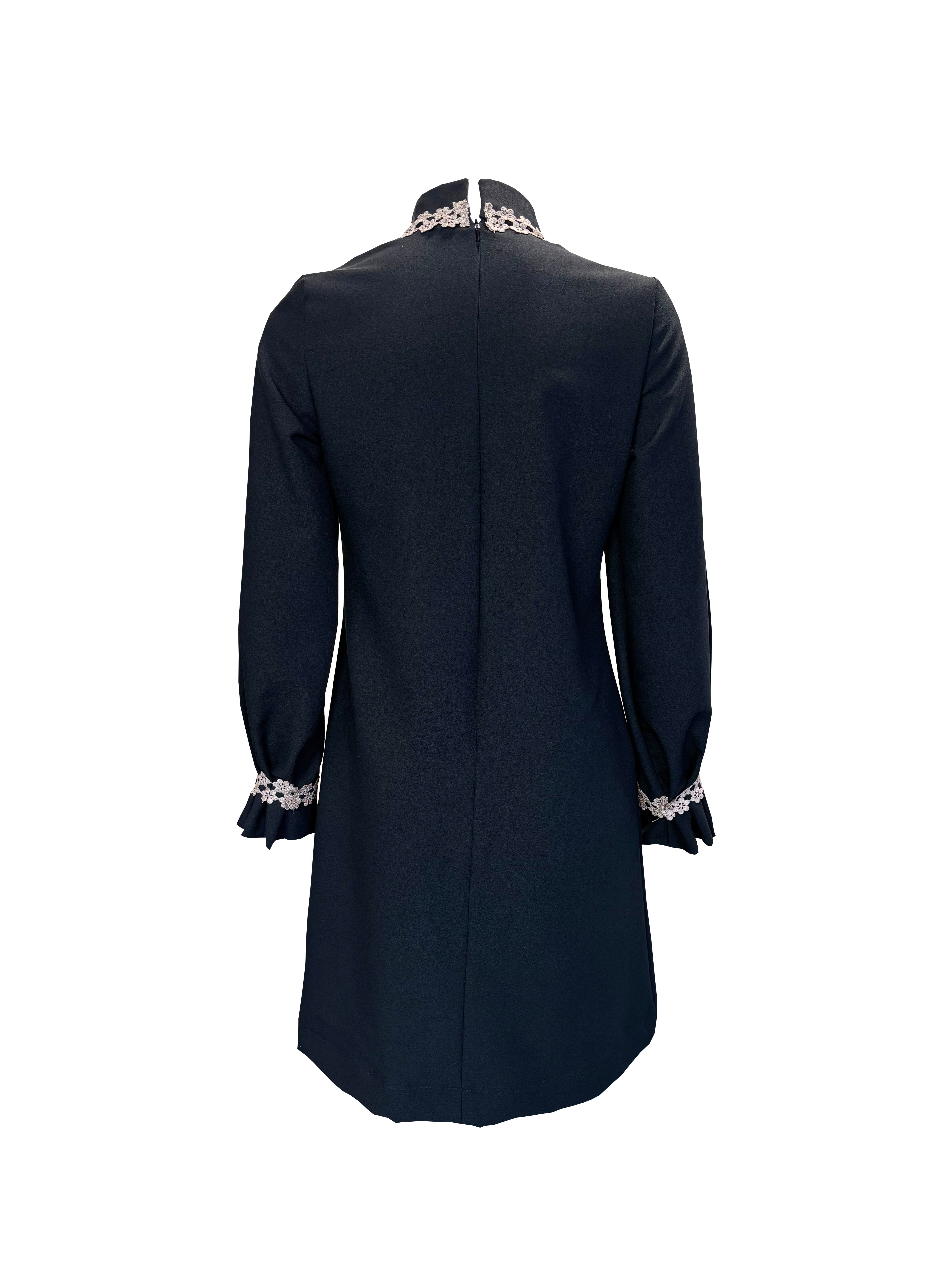 1960s Carnaby Mini Dress in Black and Rose Gold