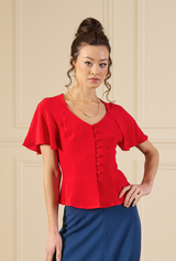 1930s / 70s Cherish Blouse - Red