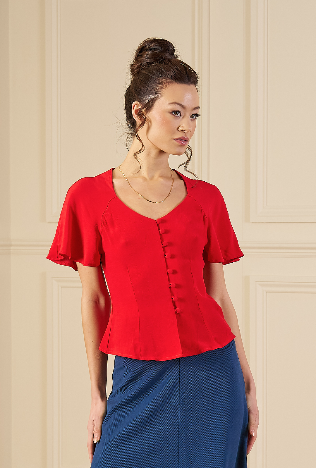 1930s / 70s Cherish Blouse - Red