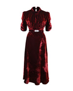 30s Cherry Velvet Loretta Bias Dress