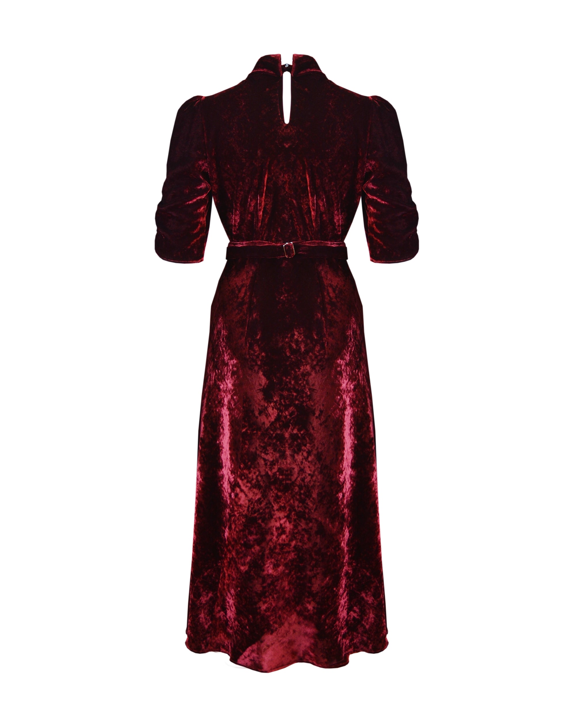 1930s Cherry Velvet Loretta Bias Dress