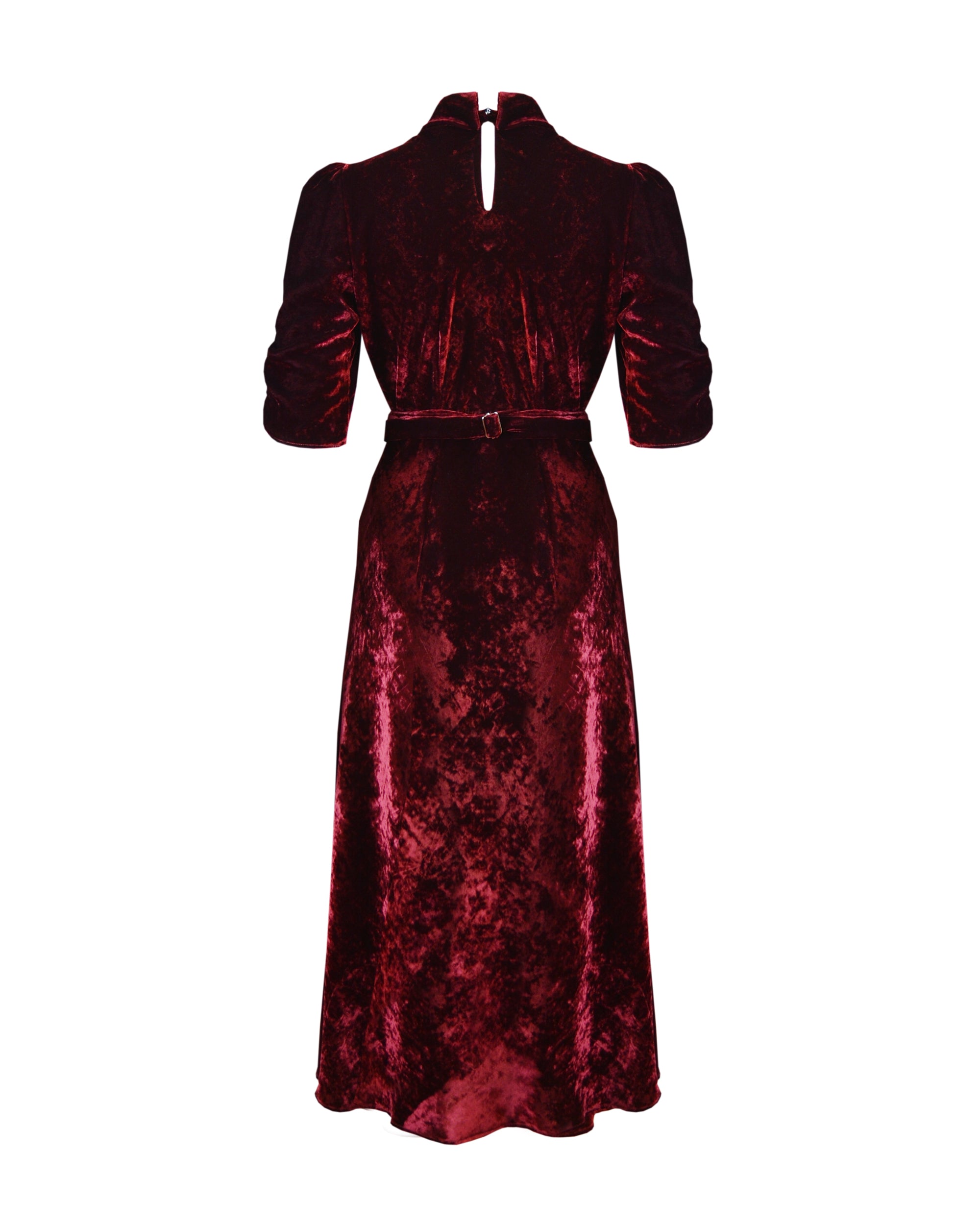 30s Cherry Velvet Loretta Bias Dress